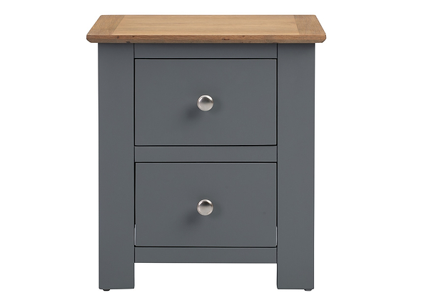 Flintshire Furniture Heritage Grey & Smoked Oak 2 Drawer Bedside Cabinet