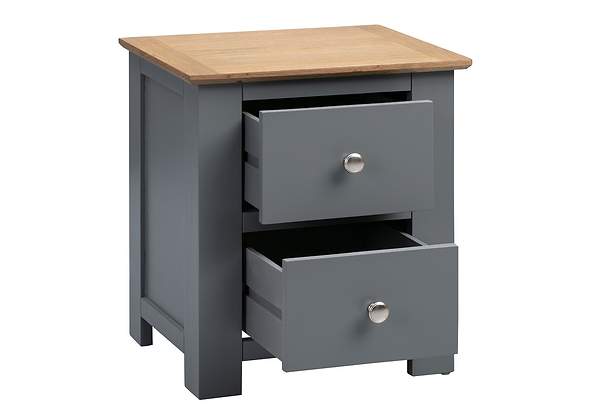 Flintshire Furniture Heritage Grey & Smoked Oak 2 Drawer Bedside Cabinet