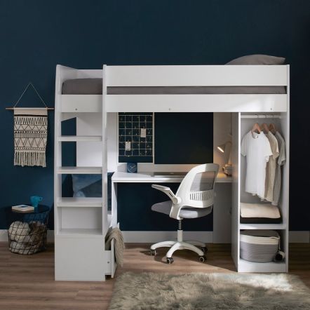 Flair Harry High Sleeper Bed with Desk, Wardrobe and Storage