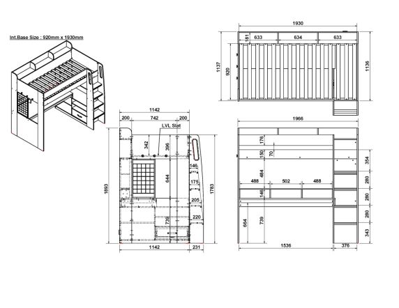 Recoil Kyrk Storage Gaming High Sleeper Black