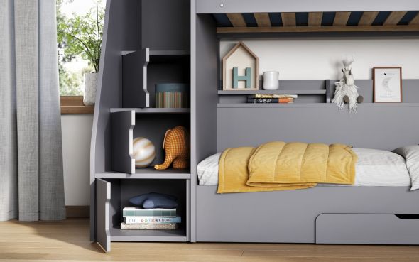 Slick staircase bunk bed in Grey