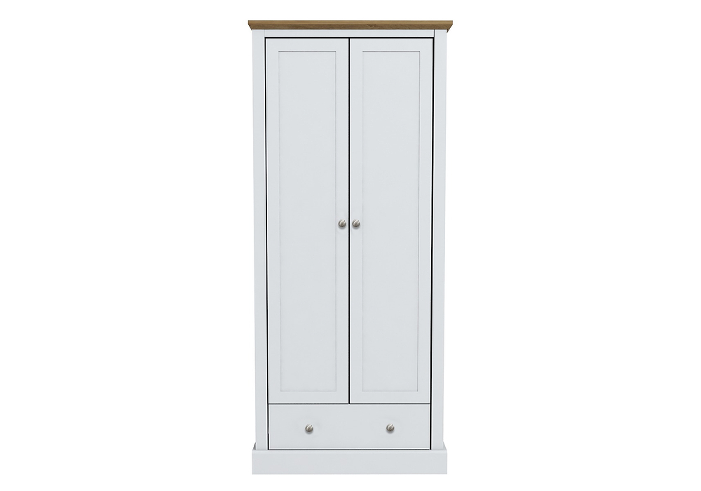 LPD Devon 2 Door 1 Drawer White & Oak Wardrobe