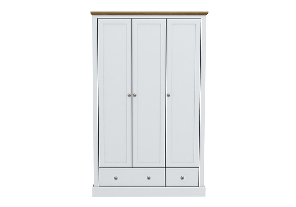 LPD Devon 3 Door 2 Drawer White & Oak Wardrobe
