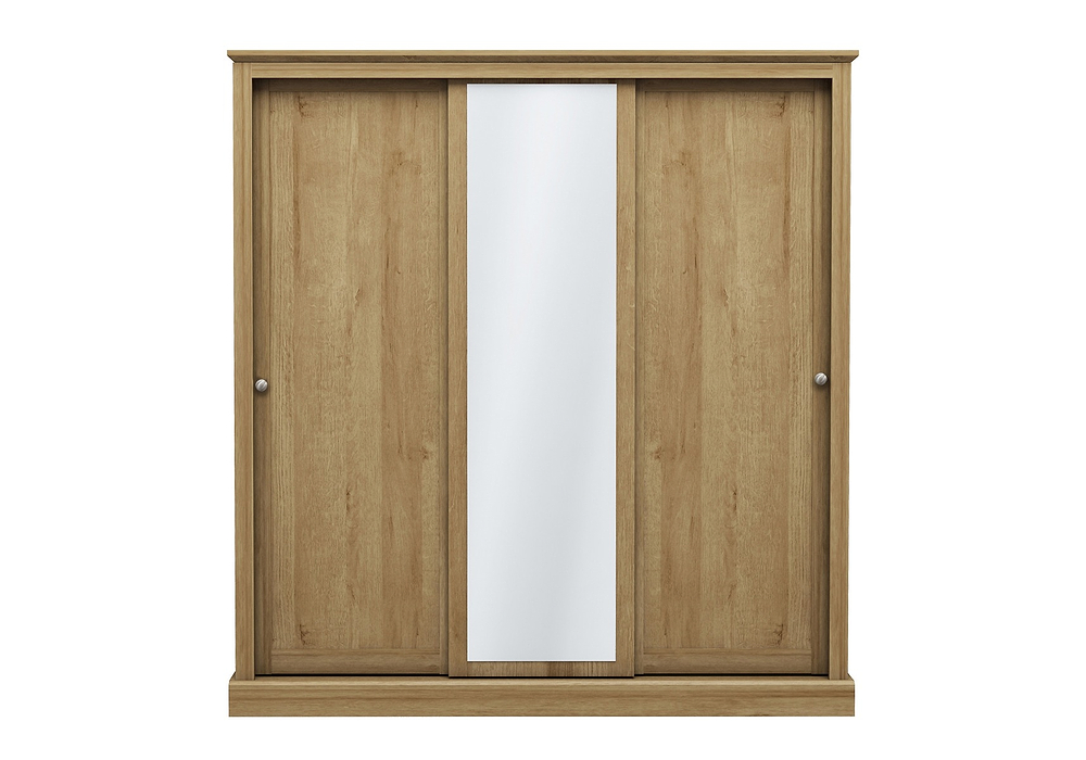 LPD Devon Oak 3 Door Sliding Mirrored Wardrobe
