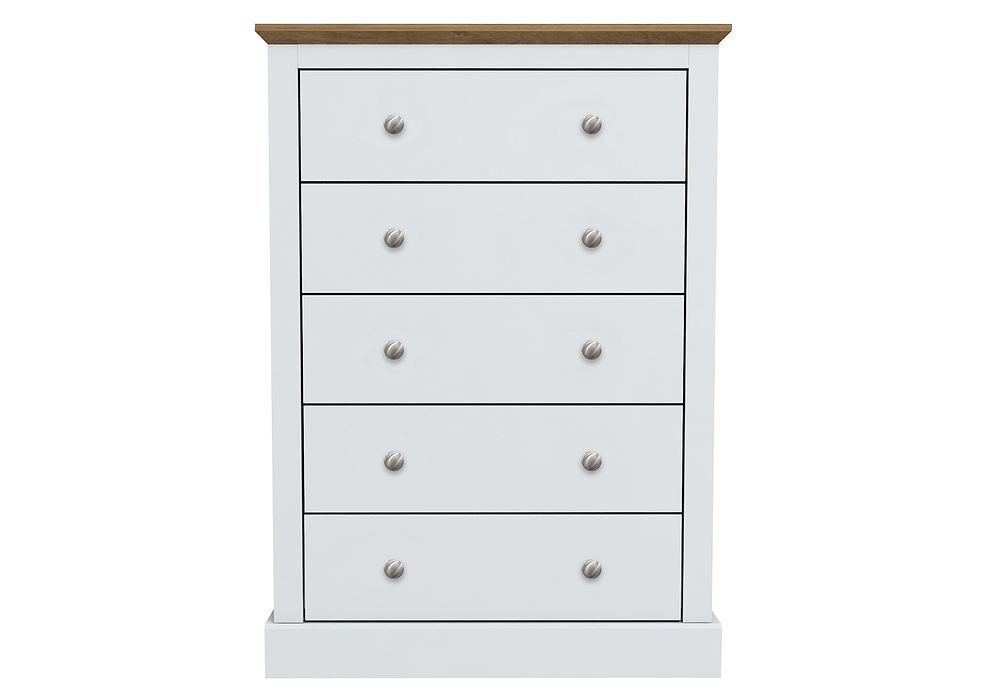 LPD Devon White & Oak 5 Drawer Chest
