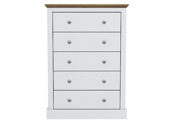 LPD Devon White & Oak 5 Drawer Chest
