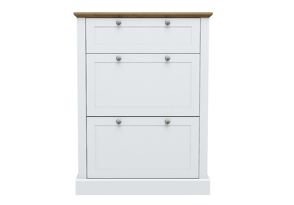 LPD Devon White & Oak 3 Tier Shoe Cabinet