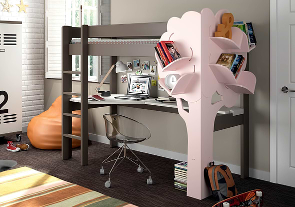 Mathy By Bols Dominique Highsleeper Bed With Desk & Bookcase
