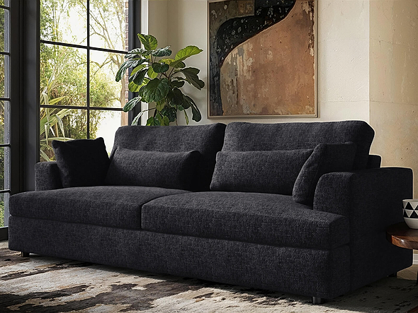 Solace+Co Drew 3 Seater Sofa Charcoal Chenille