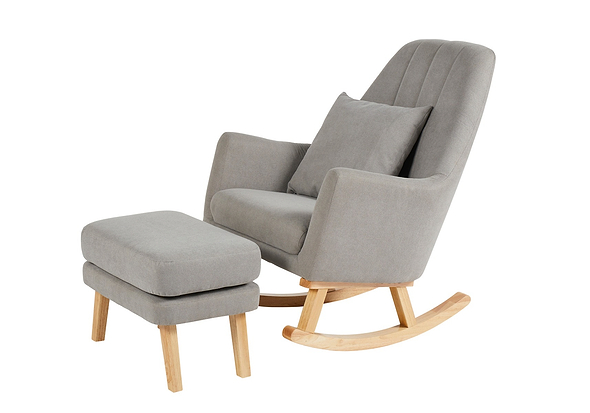 Ickle Bubba Eden Deluxe Nursery Chair and Stool available in charcoal grey ochre and pearl grey woven fabric upholstery