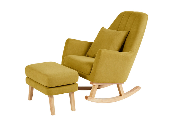 Ickle Bubba Eden Deluxe Nursery Chair and Stool available in charcoal grey ochre and pearl grey woven fabric upholstery