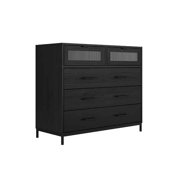 LPD Edison Matte Black & Reeded Chest