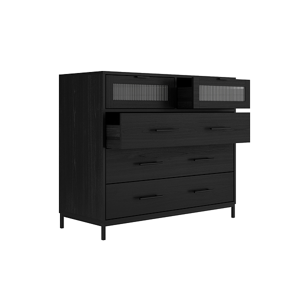 LPD Edison Matte Black & Reeded Chest