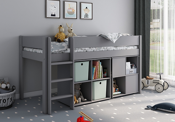 Kids Avenue Estella Grey Mid Sleeper with Cube and Desk
