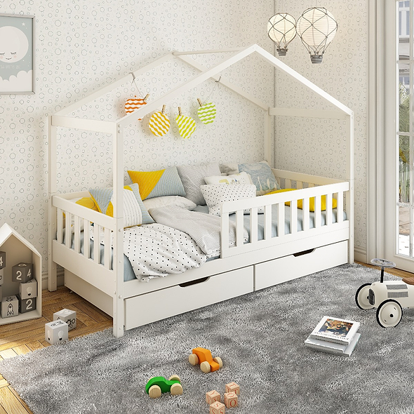 Noomi Froya Solid Wood Grow-with-Me House Bed White (FSC-Certified)