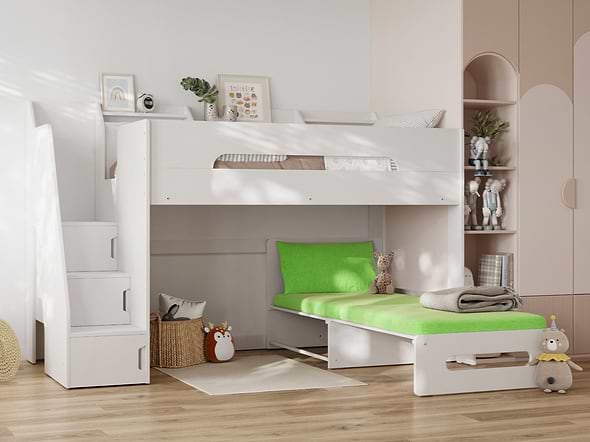 Flair Stepaside Staircase High Sleeper with Futon-Lime Green
