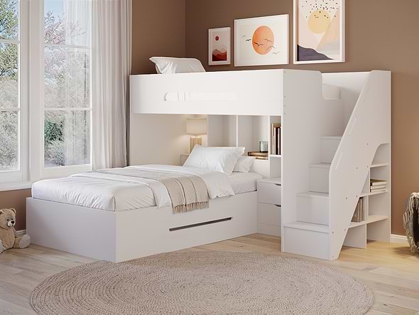 Flair Greyson Staircase Triple Bunk Bed with Storage