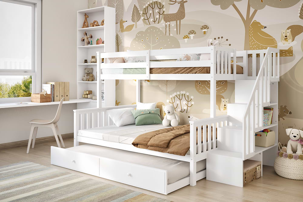 Flair Tag Triple Staircase Bunk With Trundle