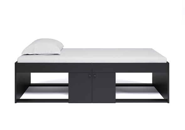 Kidsaw Low Single Storage Cabin Bed Modern design Two open shelves two door cupboard Uk single size