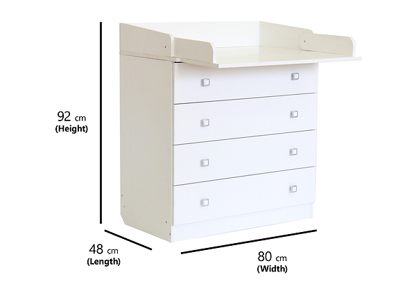 Kidsaw Kudl Kids 4 Drawer Changing Unit 1580 in White
