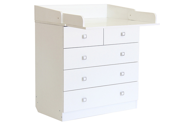 Kidsaw Kudl Kids 5 Drawer Unit With Changing Board & Storage - White