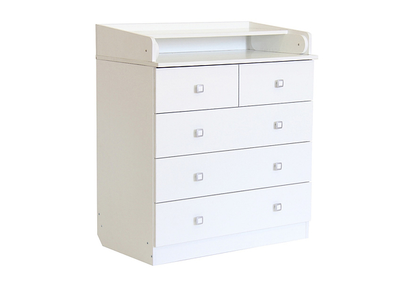 Kidsaw Kudl Kids 5 Drawer Unit With Changing Board & Storage - White