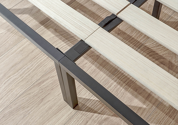 GFW Kore Metal Bed Frame Minimalist design powder coated steel and solid wooden slatted base