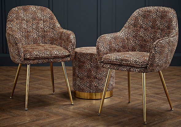 LPD Lara Leopard Print Pouffe
