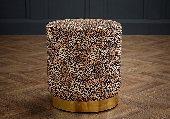 LPD Lara Leopard Print Pouffe
