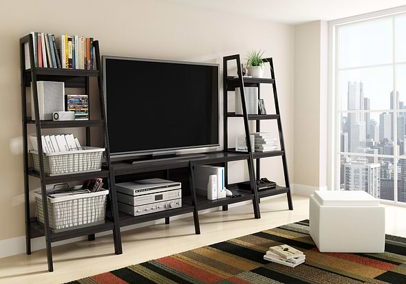 Dorel Lawrence Black Ladder Bookcase (Set of 2)