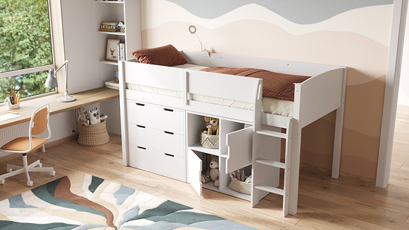 Flair Loop Mid Sleeper Bed Full Storage Set With Doors