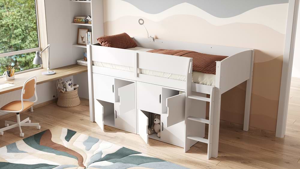Flair Loop Midsleeper Bed Cube Unit Set With Doors