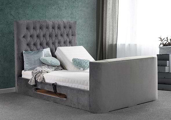 Sweet Dreams Loren Adjustable TV Bed Frame Individually controlled adjustable units Holds up to a 40" tv Choice of fabric finishes