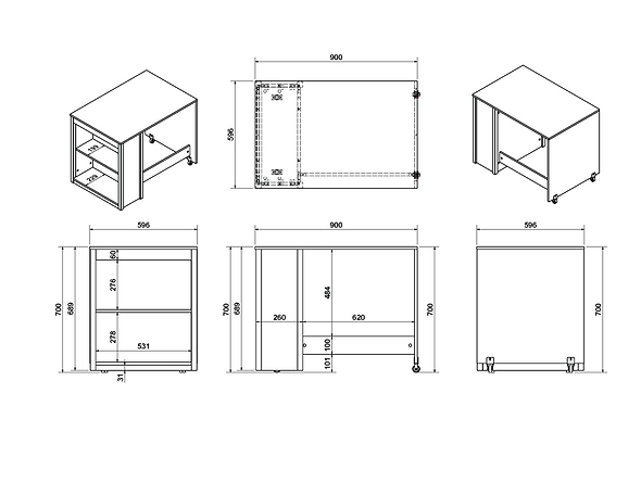 Flair Charlie Pull Out Desk Grey