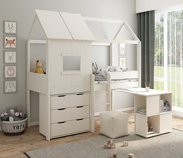 Kids Avenue Midi Playhouse with Desk and Chest of Drawers