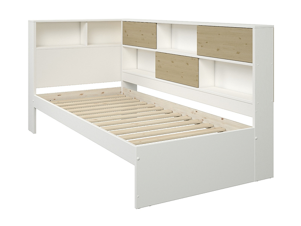 Noomi Jorgi Corner Storage Bed White And Oak (FSC-Certified)
