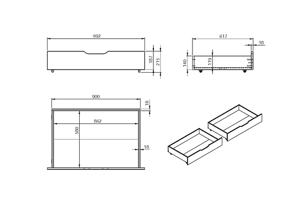 Noomi Nora Set of Under Bed Drawers (FSC-Certified)
