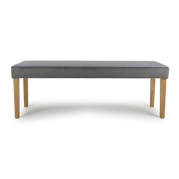 Flair Durham Large Backless Brushed Velvet Grey Bench