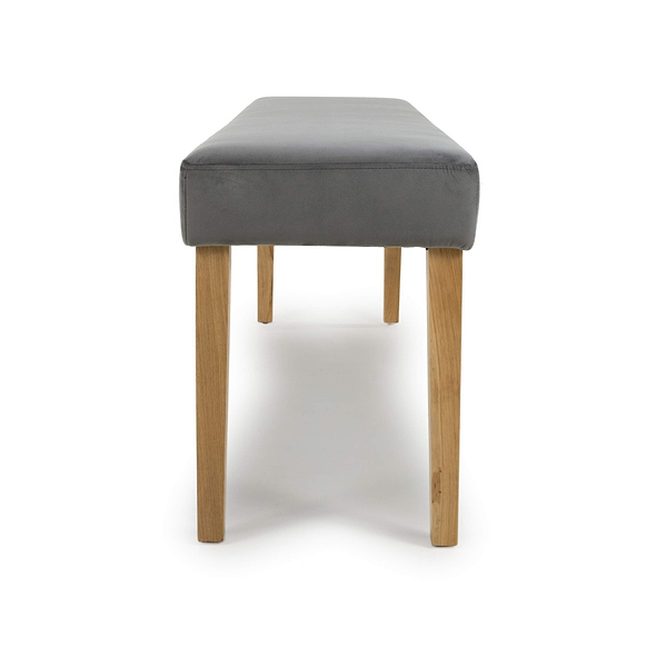 Flair Durham Large Backless Brushed Velvet Grey Bench