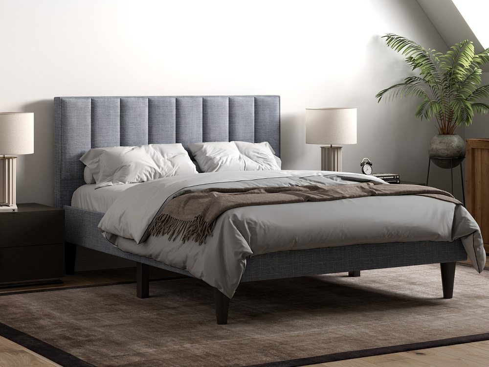 Flair Riverside Fabric Bed Grey-Double
