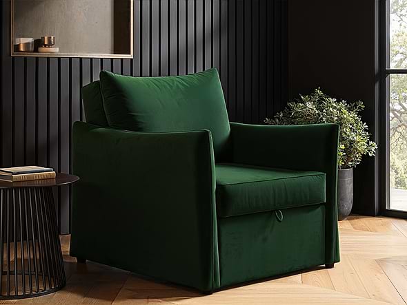 Solace+Co Skyler Armchair Bed Bottle Green Velvet