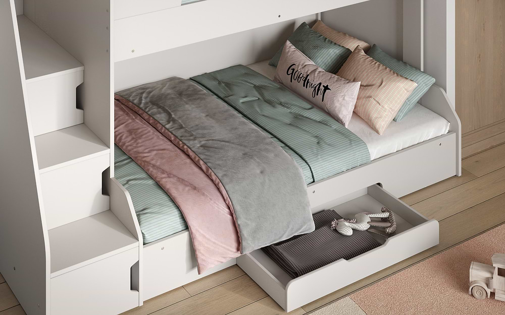 Flair Slick Staircase Triple Bunk Bed White
