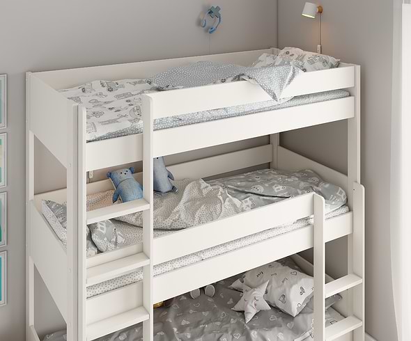 Noomi White Triple Stak Solid Wood Bunk Bed (FSC-Certified)
