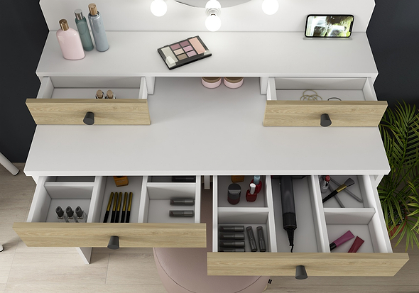 Trasman Star Vanity Table Oak & White
