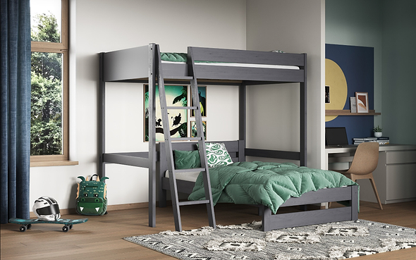 Noomi Tera Small Double Grey High Sleeper With Small Double L Shaped Bed (FSC-Certified)
