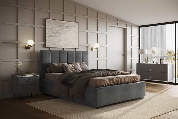 Flair Waltz Fabric Ottoman Bed Grey