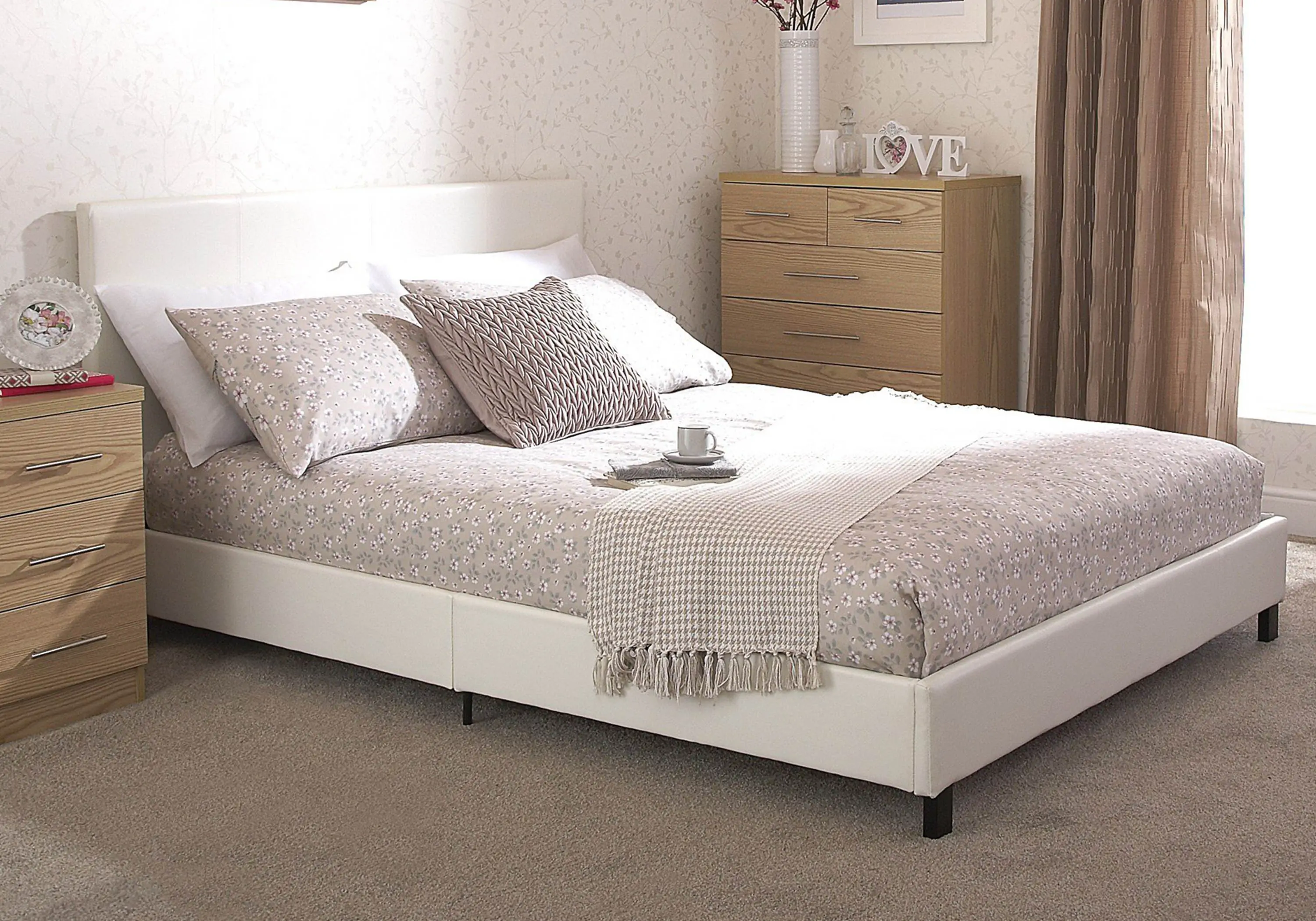 White faux leather bed