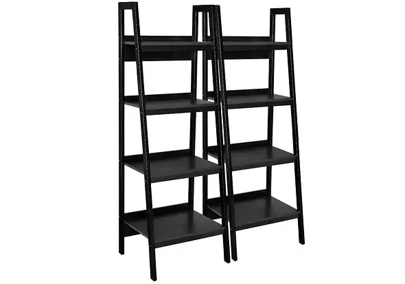 Dorel Lawrence Black Ladder Bookcase (Set of 2)