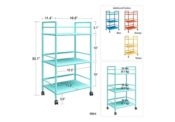 Novogratz Cache Metal Rolling Cart