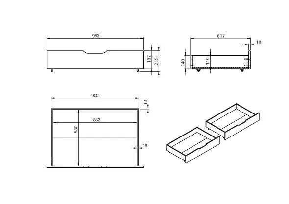 Noomi Nora Set of Under Bed Drawers (FSC-Certified)

